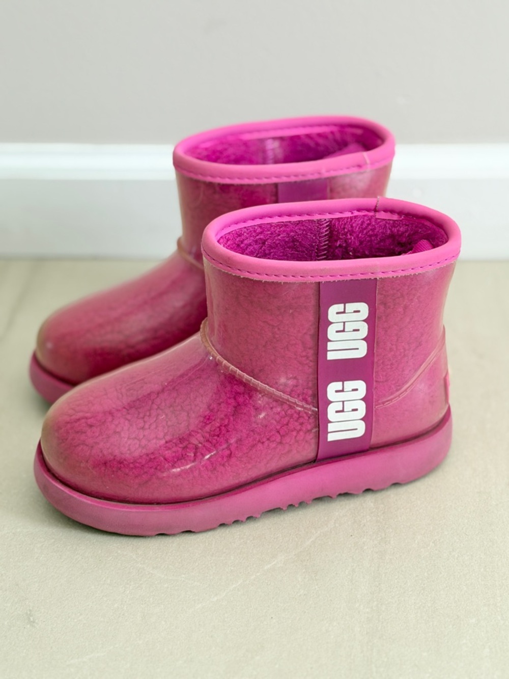 UGG Kids Pink Glossy Short Boots
